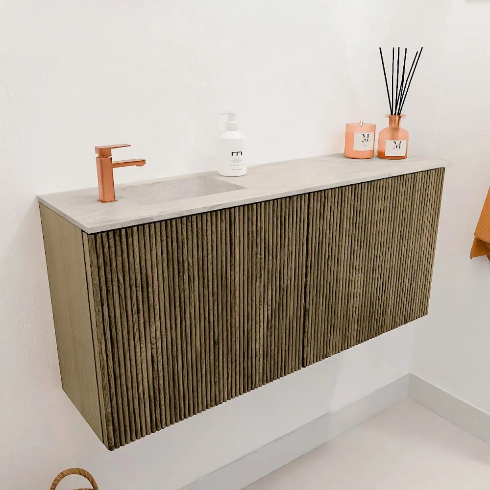 Mondiaz Joya DLux 90cm toiletmeubel dusk met wastafel faye links 1 kraangat ostra