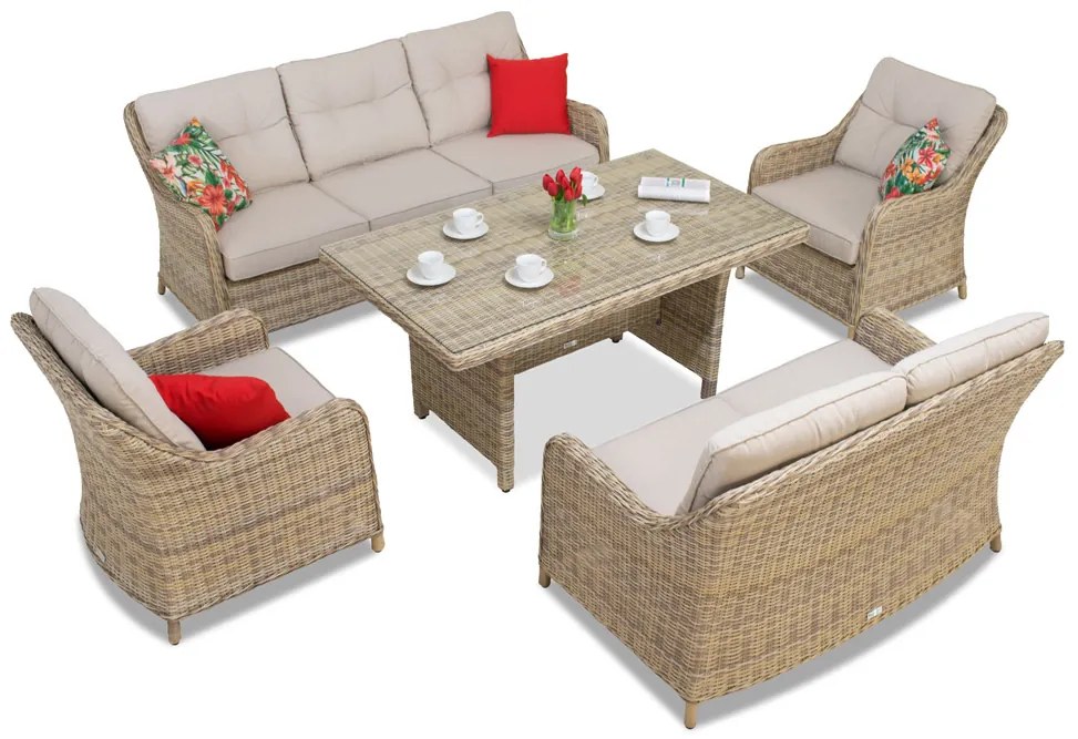 Tuinpunt technorattan set Toledo Apetito 7 beige