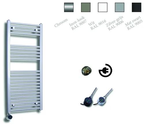 Sanicare Elektrische Design Radiator - 111.8 x 45 cm - 596 Watt - thermostaat chroom linksonder - zilver grijs HRLEC 451118/Z