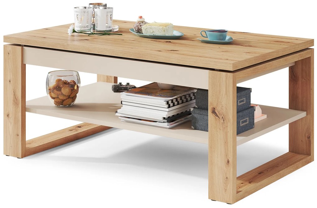 NUO eiken artisan / beige, salontafel