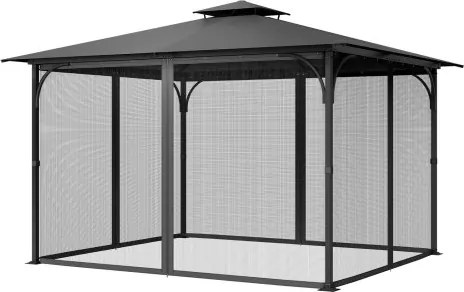 VEVOR Klamboe voor Gazebo, Klamboe, geschikt voor 304,8x396,2x207,3 cm gazebo's, insectenwering, 4-delig zijwandgazebogordijn, met dubbele rits (alleen net)