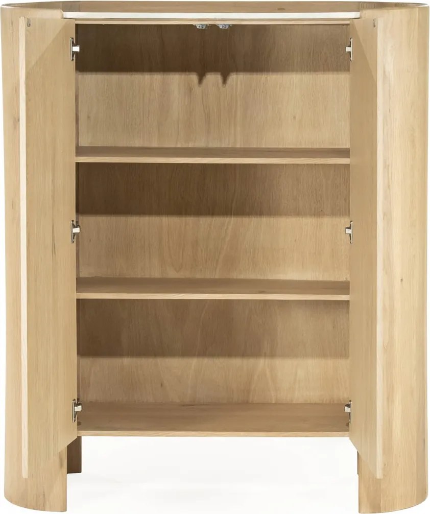 Wandkast Eiken Met Wit Marmer - 120x40x140cm.