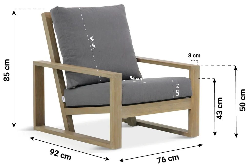 Stoel en Bank Loungeset Teak Old teak greywash 4 personen Lifestyle Garden Furniture Pure Island