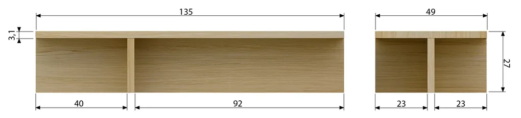 Vtwonen Angle Japandi Salontafel Rechthoekig Eiken - 135 X 45cm.
