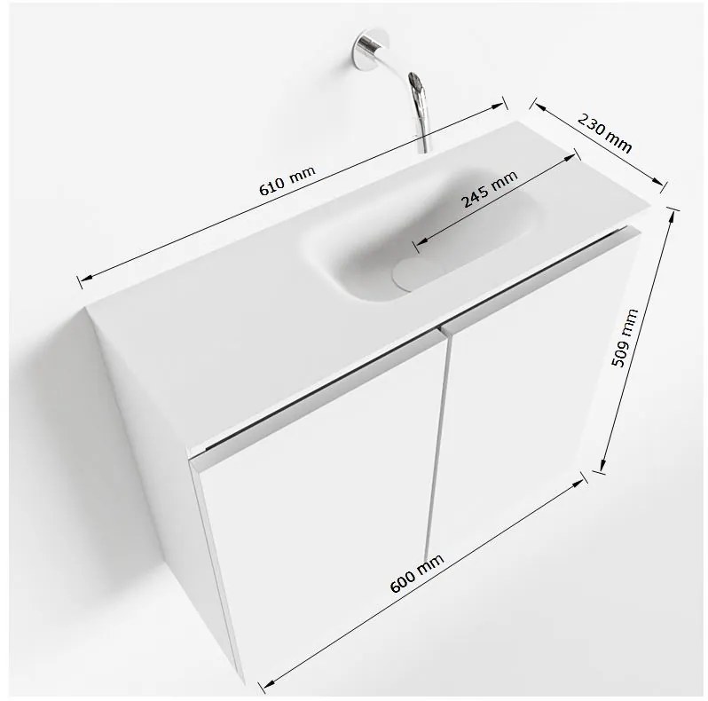 Mondiaz Ture 60cm toiletmeubel urban met wastafel urban rechts geen kraangat