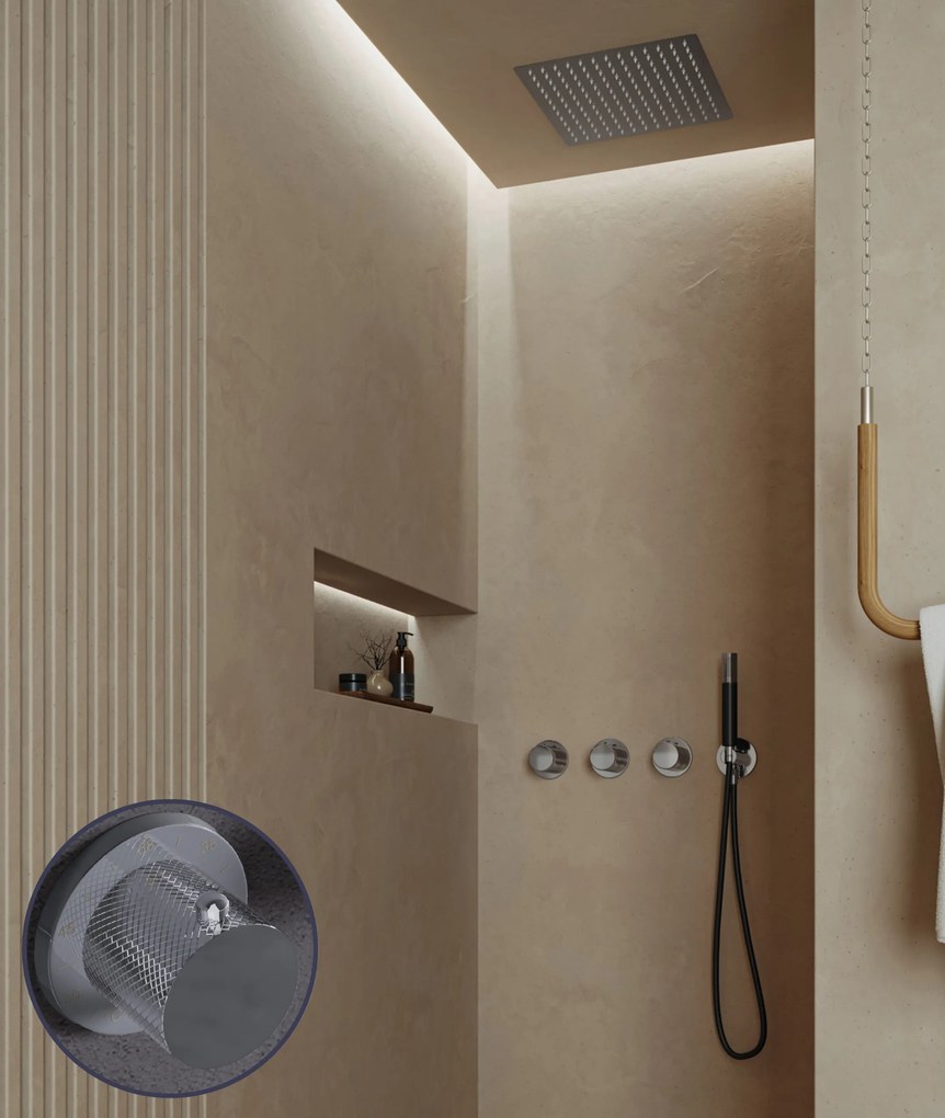 Saniclear Plus Curved Pro inbouw regendouche met inbouw douchekop 30x30cm en staafhanddouche chroom