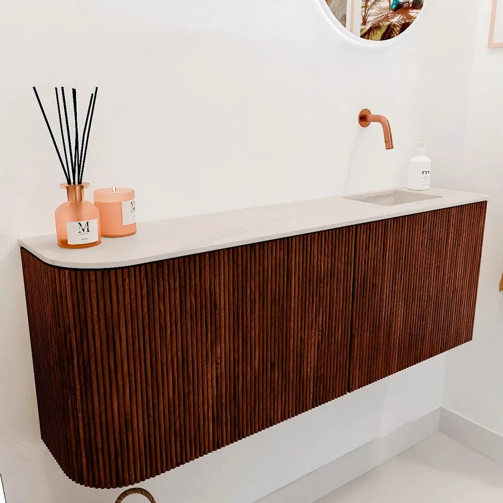 Mondiaz Joya DLux 110cm toiletmeubel ronding links ruby met wastafel faye rechts zonder kraangat meli