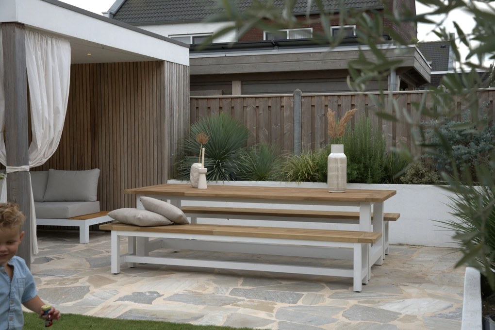 Picknick Set 8 personen Aluminium/teak Wit Lifestyle Garden Furniture Los