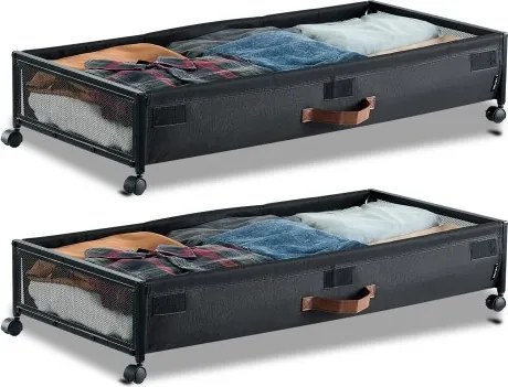 VEVOR Opbergtas voor onder het bed van Oxford-stof, 2 stuks, oprolbaar (915 x 460 x 185 mm), opbergvak voor onder het bed met transparant deksel, mobiele opbergbox voor kleding en schoenen