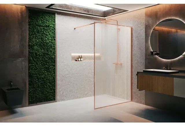 Novellini H art Inloopdouche - 120x200cm - Helder glas met matte band - Shiny red gold (koper) harthp120-44m