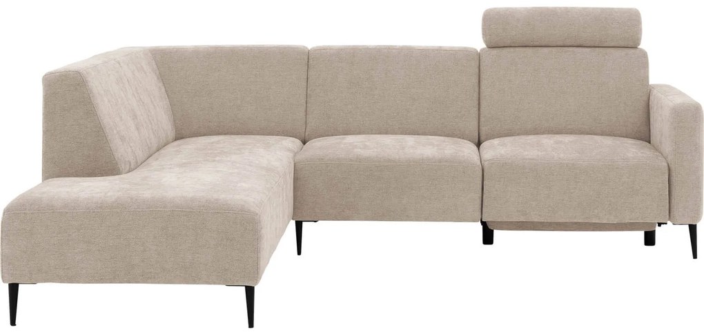 Goossens Hoekbank Tiolo Met Relaxfunctie En Hoofdsteun bruin, stof, 3-zits, modern design met ligelement links