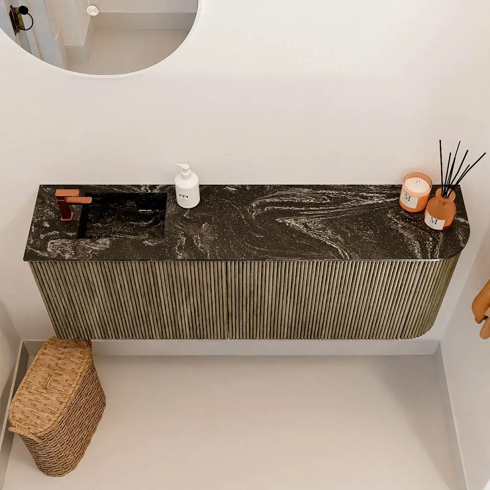 Mondiaz Joya DLux 110cm toiletmeubel ronding rechts dusk met wastafel faye links 1 kraangat lava