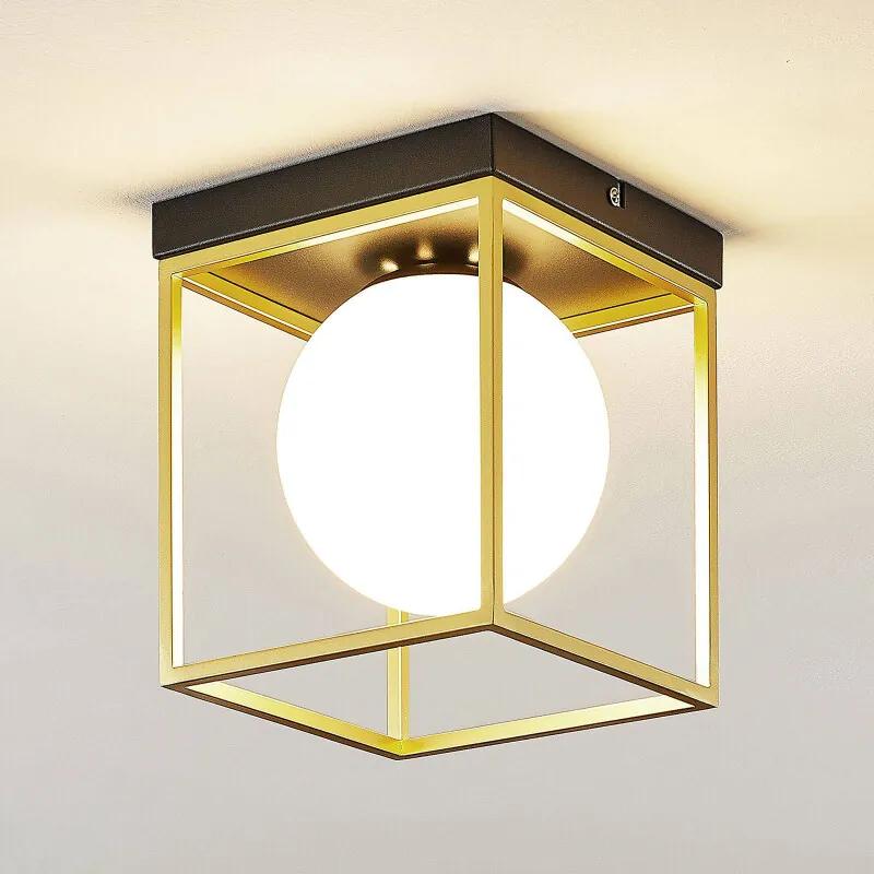 Plafondlamp Aloam met witte glasbol, 1 lampje - lampen-24