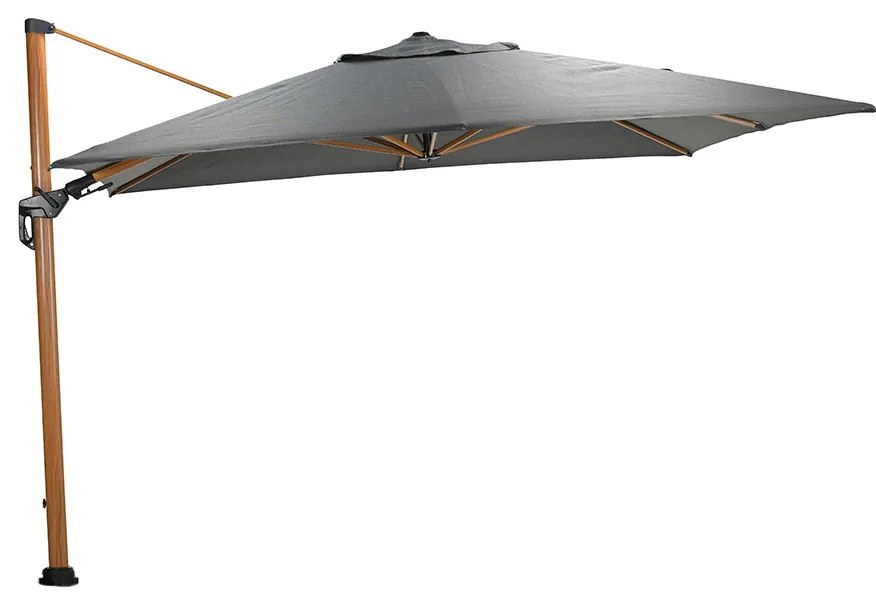 Garden Impressions Zweefparasol Hawaii Deluxe 300x300 - teak look / donker grijs