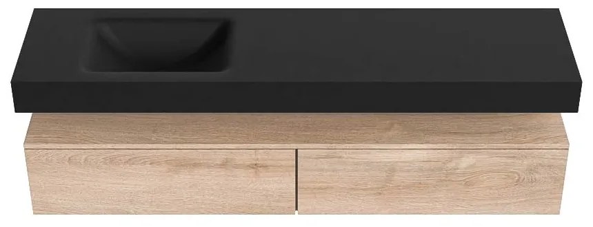 Zaro Alan badmeubel 180cm washed oak 2 lades met vrijhangende wastafel cloud links 1 kraangat urban