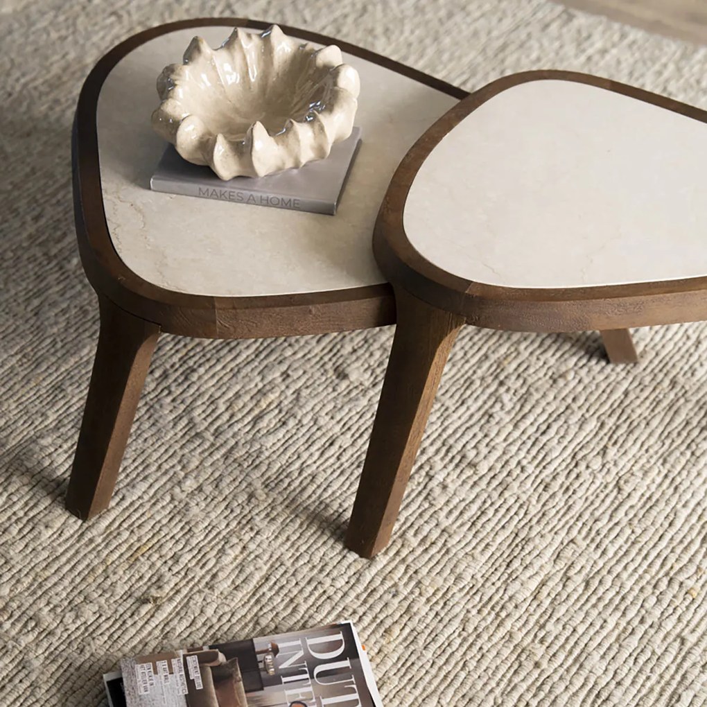 Salontafel Hout Met Marmer 60x51 Cm - 60 X 51cm.