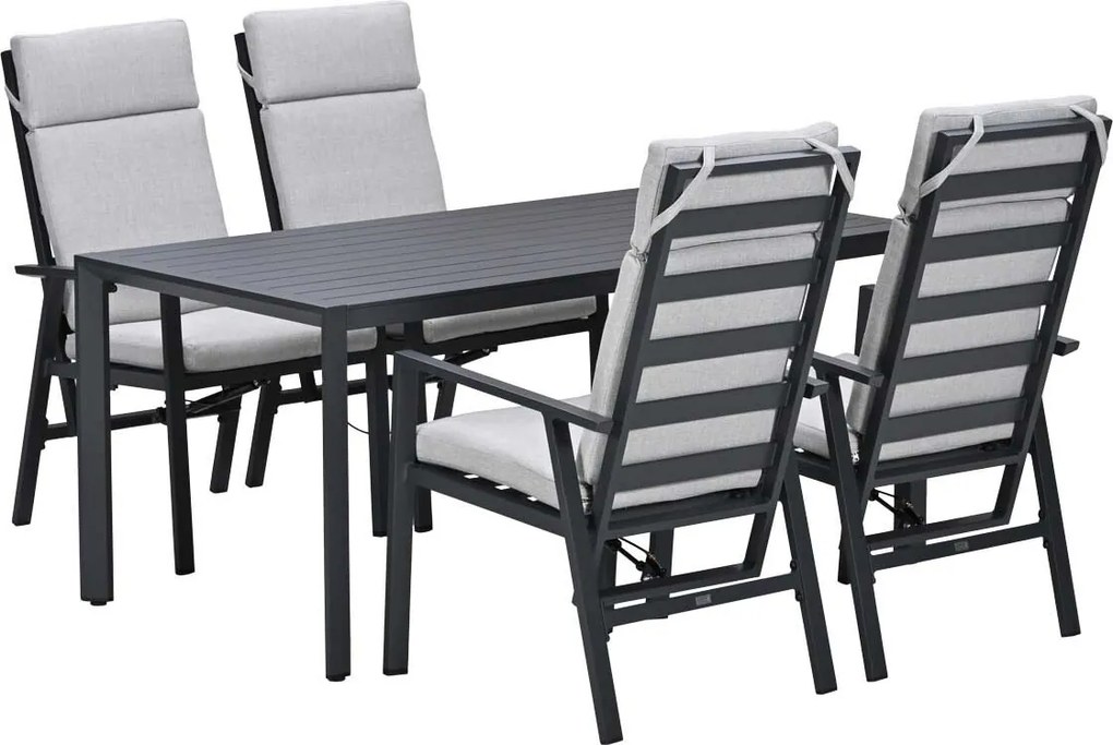 Garden Impressions Kasper tuinset 5-delig - tuintafel 160x84 cm donker grijs