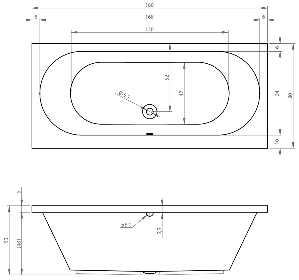 Riho Carolina bubbelbad 180x80cm wit glans met touchbediening, 6 + 4 + 2 hydrojets en 11 aerojets