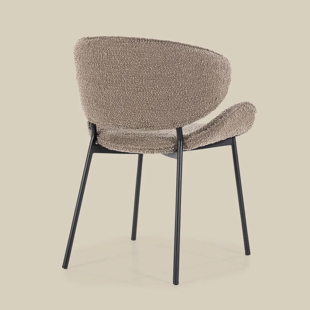 Eleonora Tess Boucle Eetkamerstoel Ronde Rug Bruin