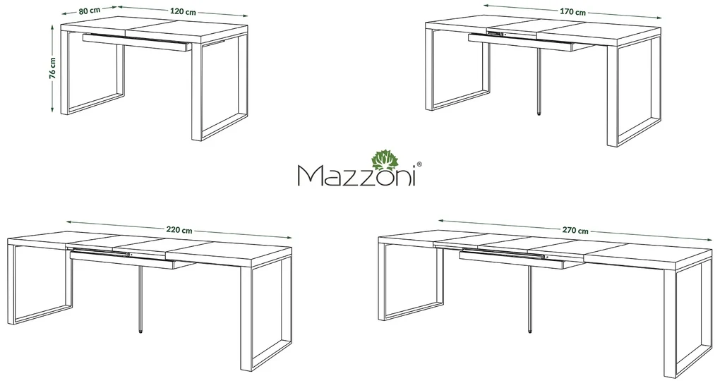 AVARI Bruin eiken - LOFT TAFEL VOOR WOONKAMER/EETKAMER UITKLAPBAAR TOT 270 cm!