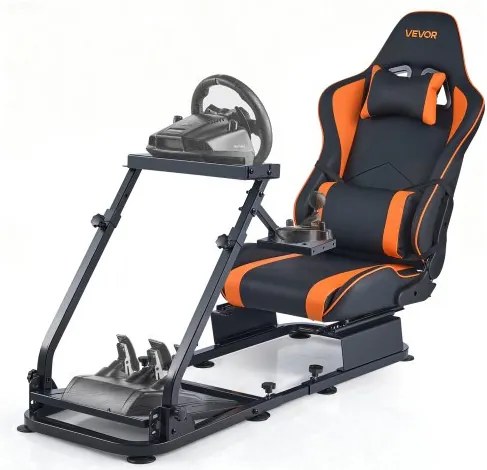 VEVOR Stuurwielstandaard, Simulator Cockpit met Dual Rail Dual Arm, compatibel met Logitech G25, G27, G29, G920, G923, Thrustmaster T300RS, TX F458, T500RS, T3PA-PRO (F1/GT) en CSR pedalen