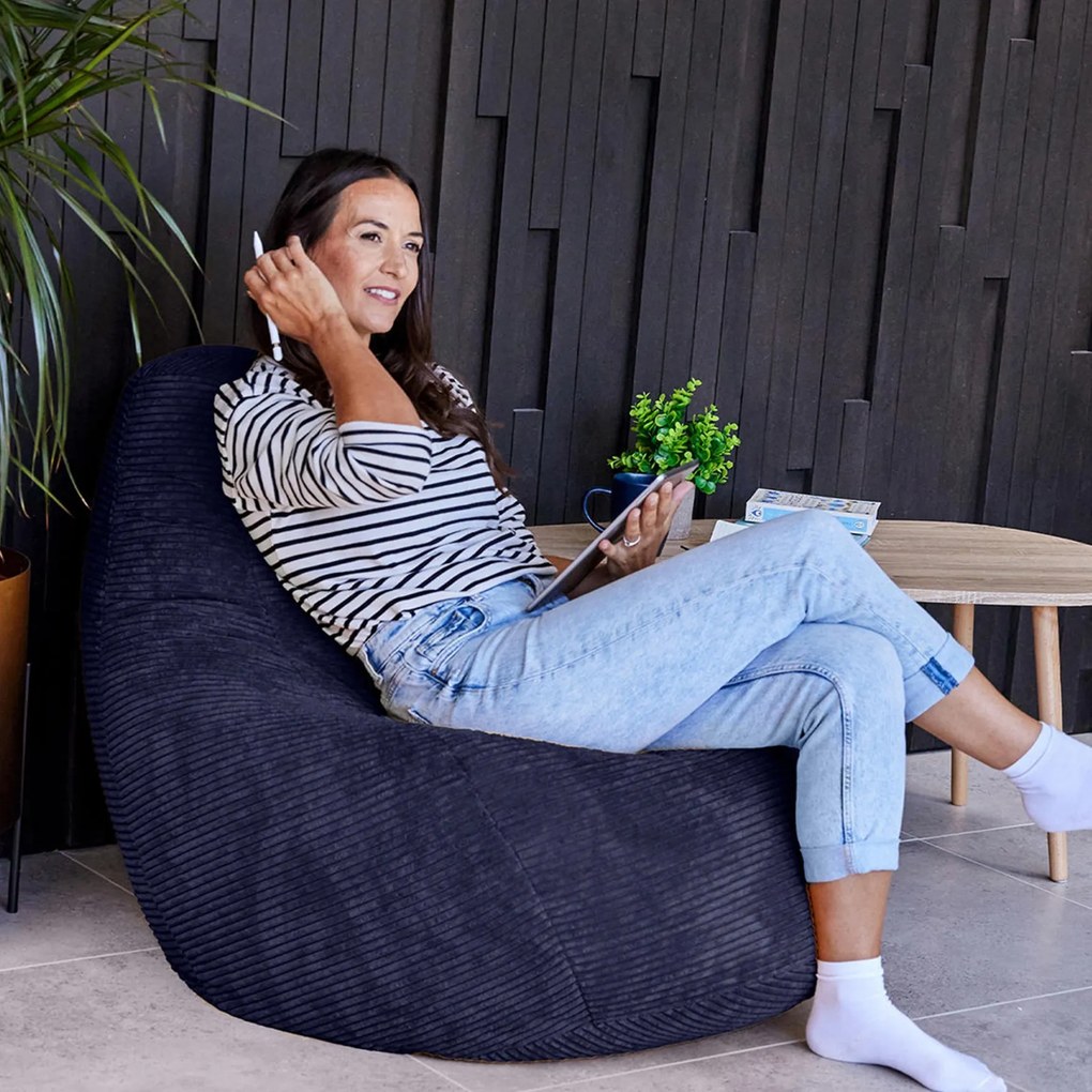Cloudy Cord Zitzak Stoel - Navy Blue