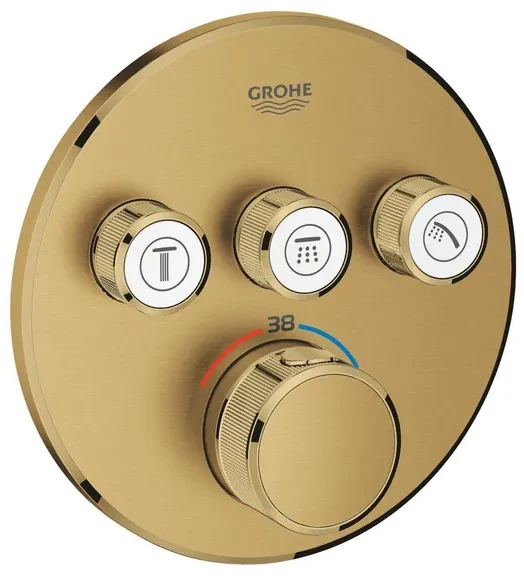 GROHE Grohtherm SmartControl inbouwkraan thermostatisch met omstel voor 3 functies rond cool sunrise geborsteld 29121gn0