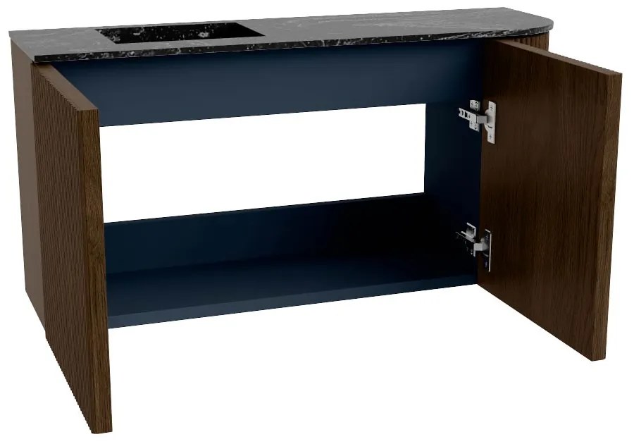 Mondiaz Joya DLux 80cm toiletmeubel ronding rechts walnut met wastafel faye links 1 kraangat lava