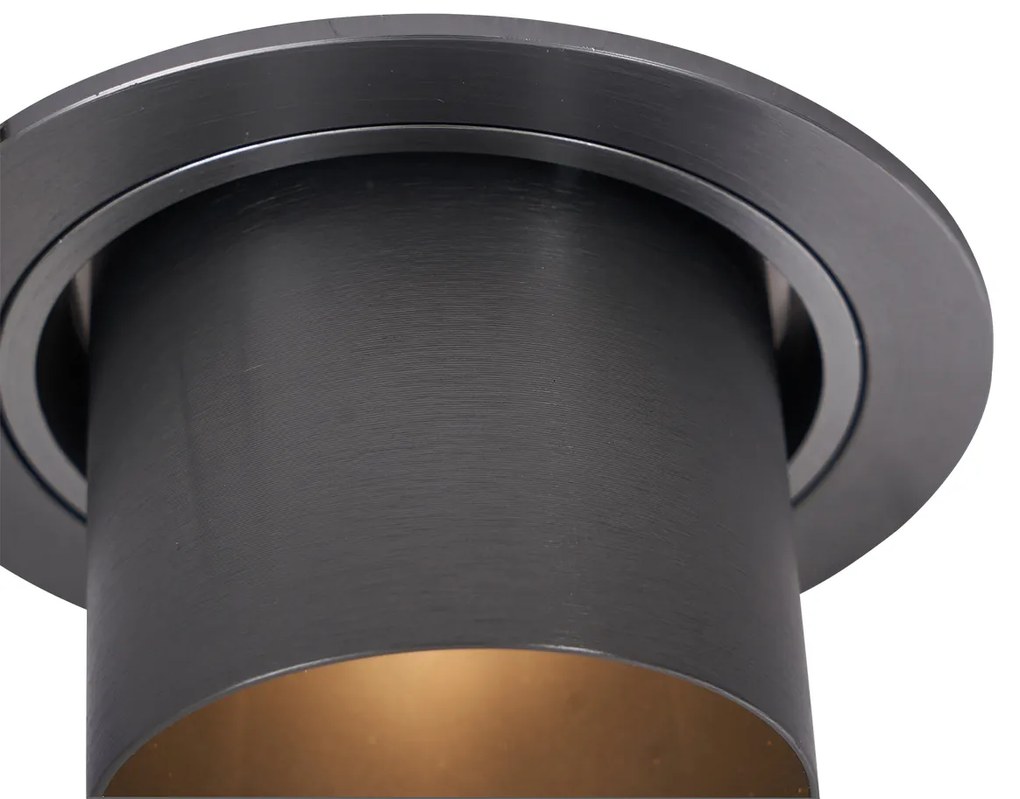 Set van 6 Moderne inbouwspots gunmetal GU10 50mm rond kantelbaar - Installa Modern GU10 Binnenverlichting Lamp
