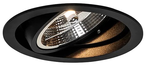 Set van 6 Ronde inbouwspot zwart verstelbaar - Chuck 111