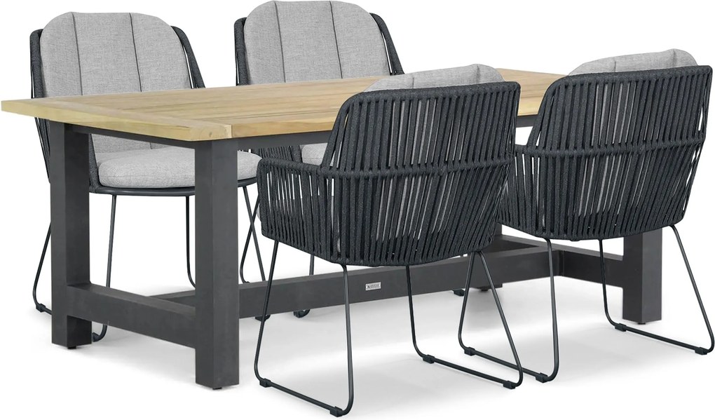 Tuinset 4 personen 200 cm Rope Grijs Domani Furniture Trivento/San