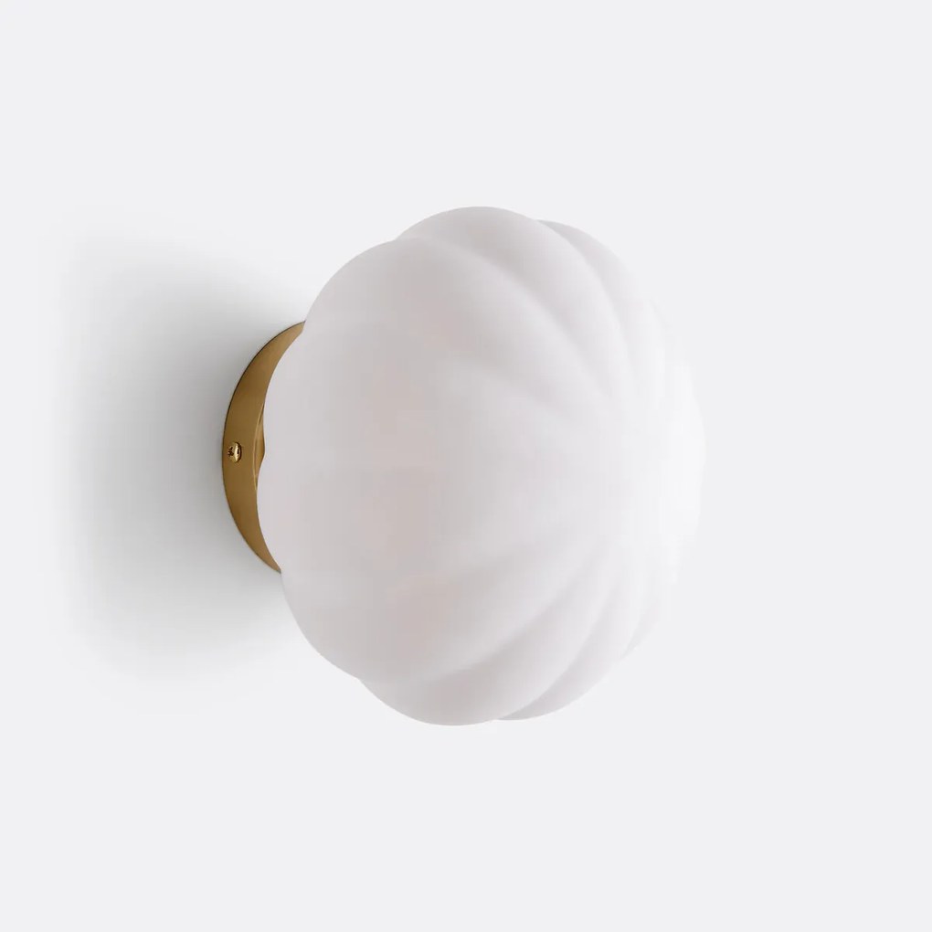 Wand- of plafondlamp, messing en opaline glas, AMIA