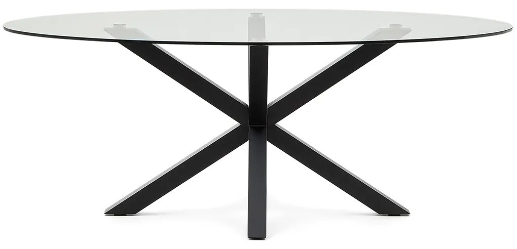 Kave Home Argo Glazen Eettafel Ovaal Met Spinpoot - 200 X 100cm.