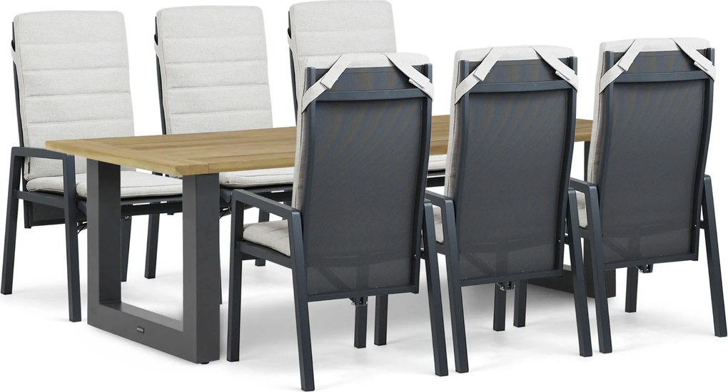 Tuinset 6 personen 240 cm Aluminium Grijs Lifestyle Garden Furniture Vivaro/Cardiff