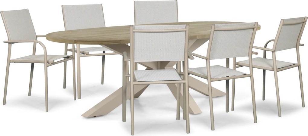 Tuinset 6 personen 240 cm Aluminium Taupe Presto Brentino/Brookline