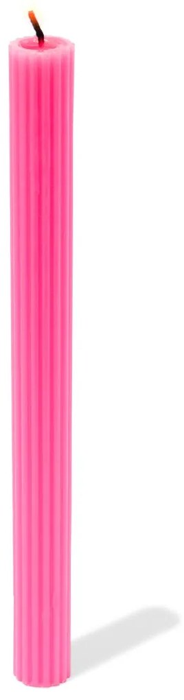 HEMA Lange Huishoudkaars Met Ribbels Ø2x24 Fluor Roze (fluor roze)