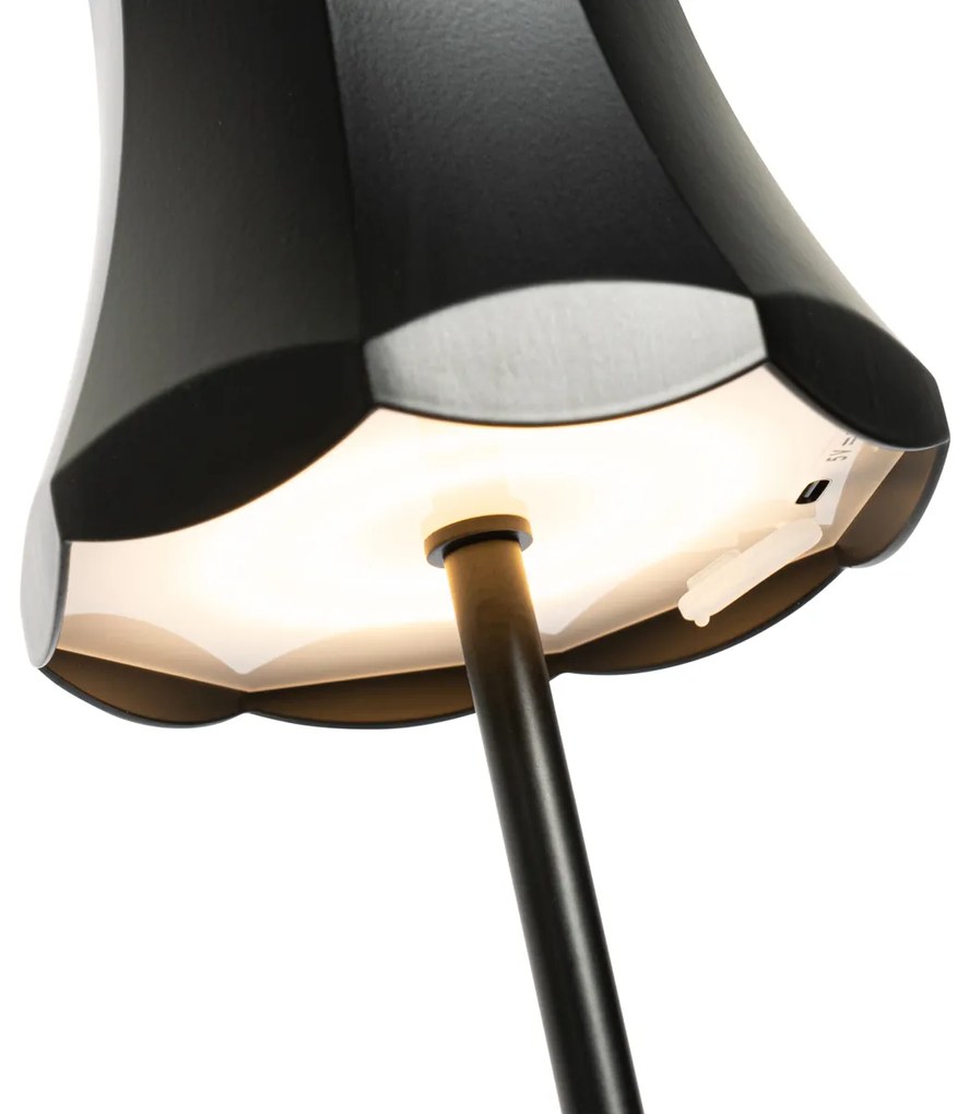 Buitenlamp met dimmer LED Retro tafellamp met dimmer zwart oplaadbaar IP44 - Granny Retro IP44 Buitenverlichting Lamp