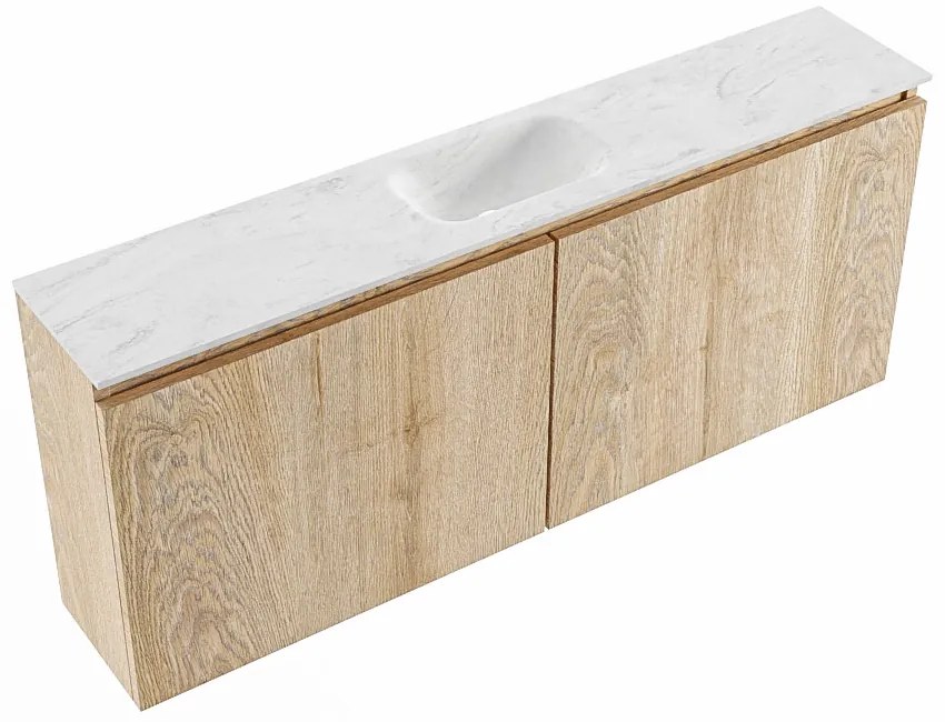 Mondiaz Ture DLux toiletmeubel 120cm washed oak met wastafel opalo midden met kraangat