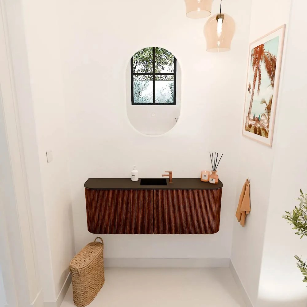 Mondiaz Joya 115cm toiletmeubel ronding links/rechts ruby met wastafel faye midden 1 kraangat urban