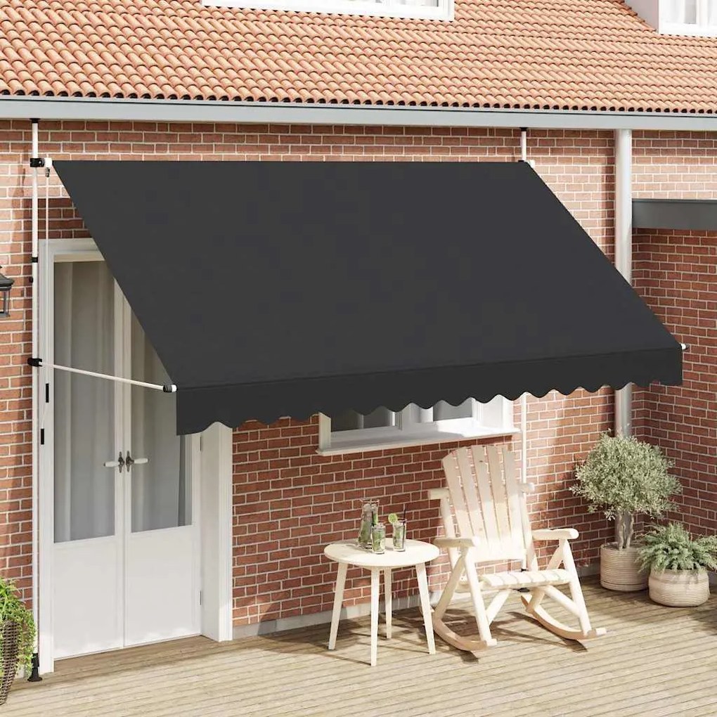 vidaXL Luifel handmatig uittrekbaar 350 cm antraciet