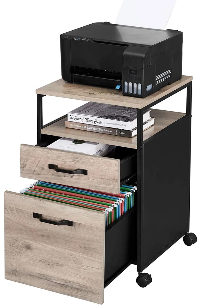 Nancy's Ladeblok Industrieel - Ladeblokken - Rolcontainer met Slot - 2 Lades - 41 x 45 x 66 cm