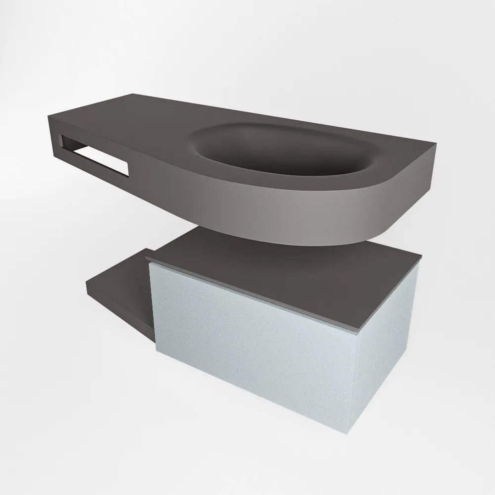 Mondiaz Riva badmeubel 100cm Clay met 1 lade en wastafel rechts 0 kraangaten Dark Grey