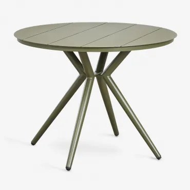Ronde Aluminium Tuin Tafel Valerie Ø100 Cm & Groen – Intens Olijf - Sklum