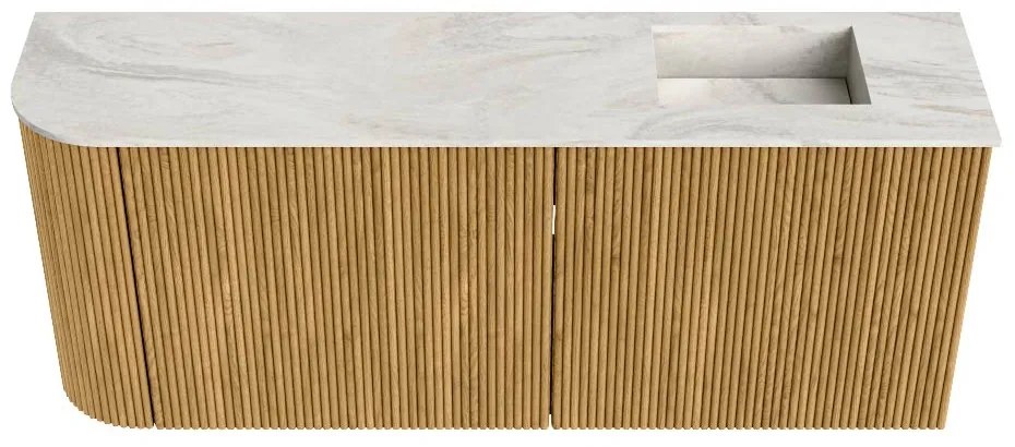 Mondiaz Joya DLux 100cm toiletmeubel ronding links oak met wastafel faye rechts zonder kraangat ostra