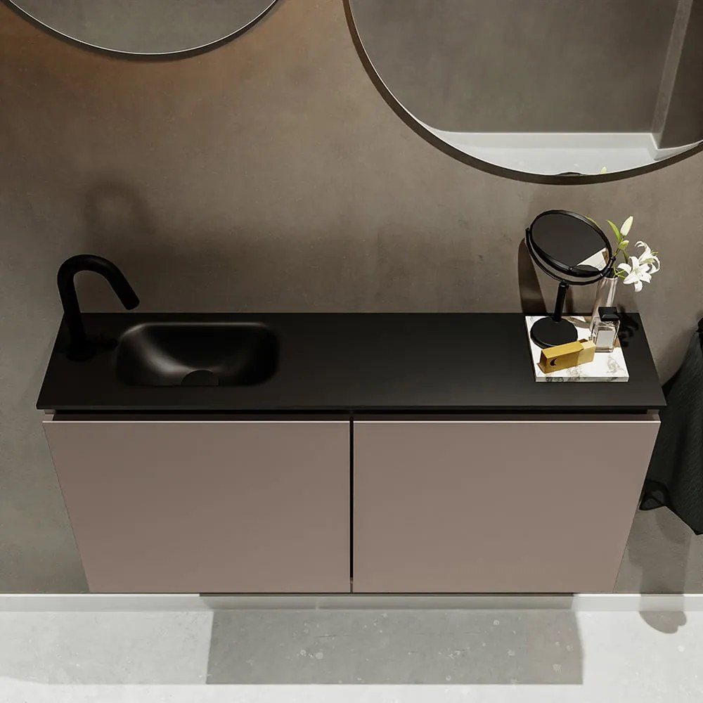 Mondiaz Ture 100cm toiletmeubel smoke met wastafel urban links 1 kraangat