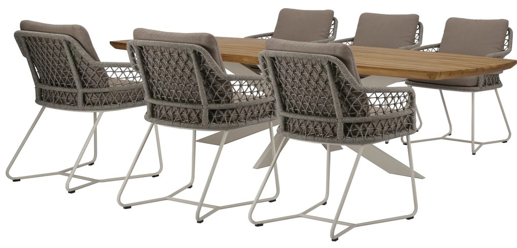 Taranto Lido dining tuinset 240x100xH75 cm 7 delig sand