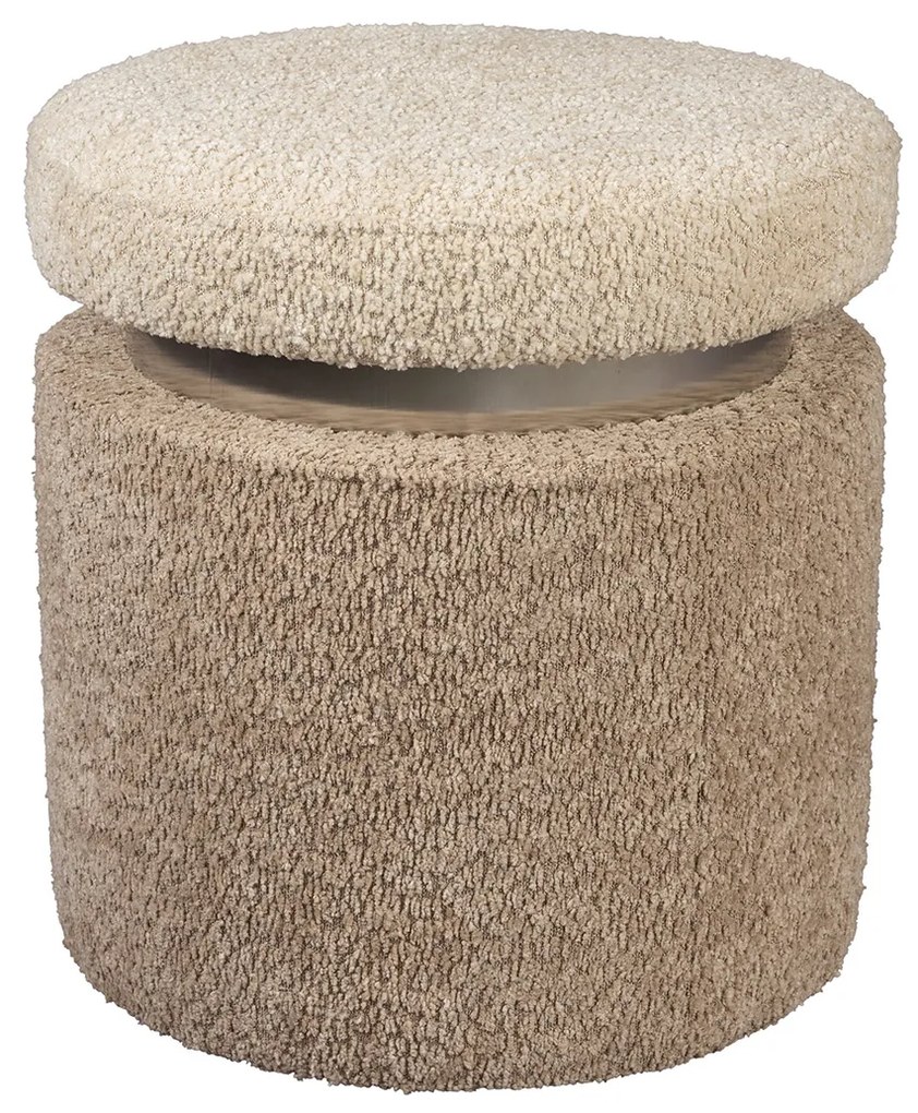 Dutchbone Sen Ronde Poef Beige Boucle Stof