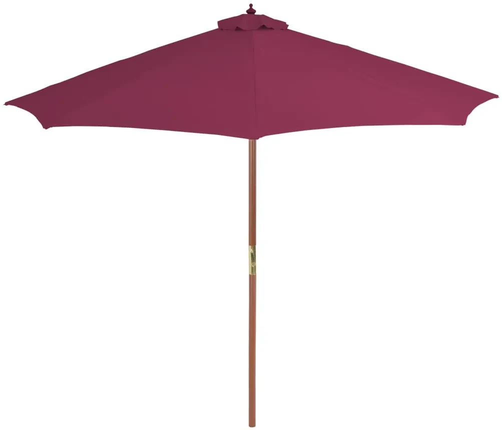 vidaXL Parasol met houten paal 300 cm bordeauxrood