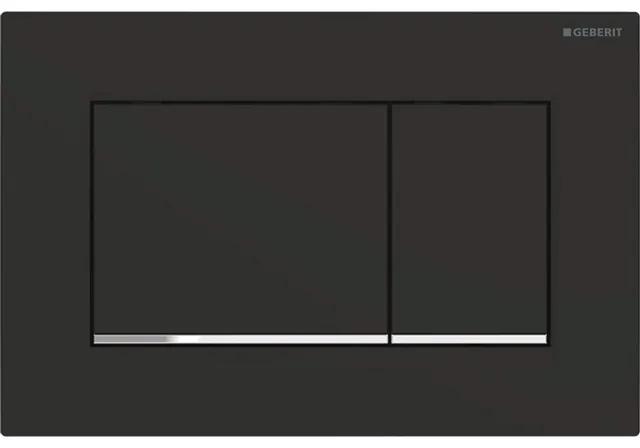 Geberit Sigma30 bedieningplaat, 2-toets spoeling frontbediening voor toilet 24.6x16.4cm zwart mat 115.883.14.1