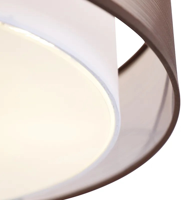 Stoffen Smart plafondlamp met dimmer bruin met wit 50 cm 3-lichts incl. 3 Wifi A60 - Drum Duo E27 rond Binnenverlichting Lamp